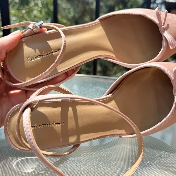 Reformation Wade Kitten Heel Sandals Slingback Bow Silk Pink 8.5 - Picture 9 of 16
